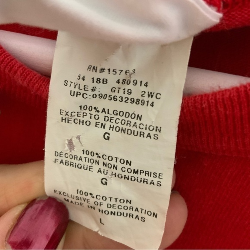Champion red crew neck t-shirt big Logo C front hit short sleeve tee Large - Picture 4 of 5